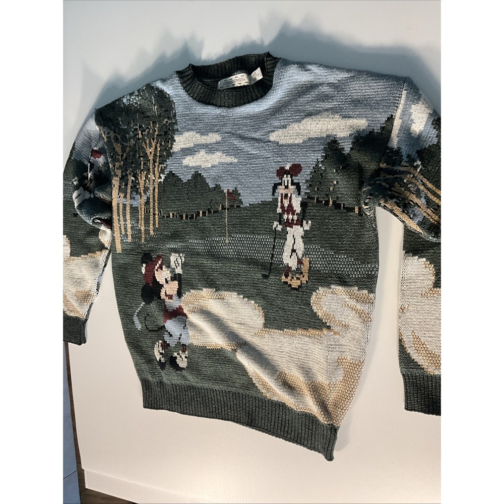 Crossings Disney Mickey Goofie Golf Sweater Knit Pullover Mens Large